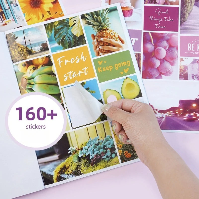 livre stickers multicolores modernes stickers autocollants photos naturelles fruits animaux scènes urbaines adhésifs minimaliste