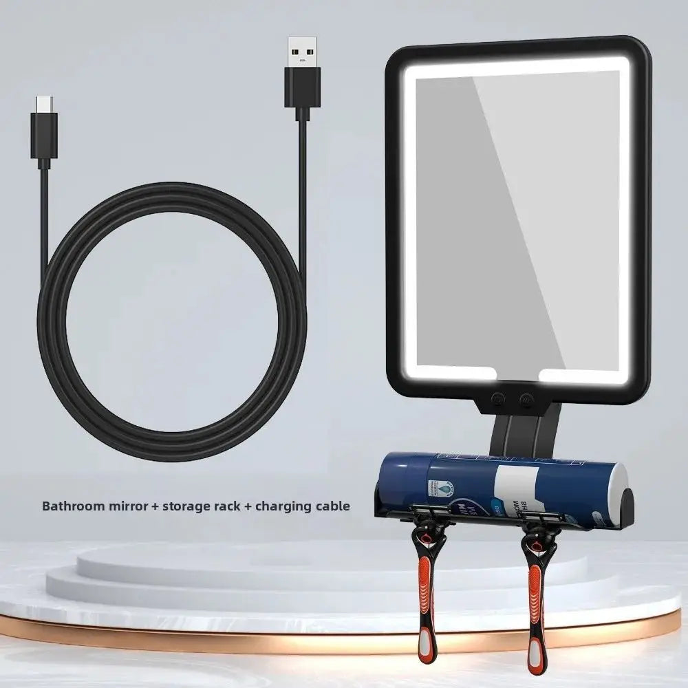 miroir salle bain blanc noir moderne étagère recharge USB clips