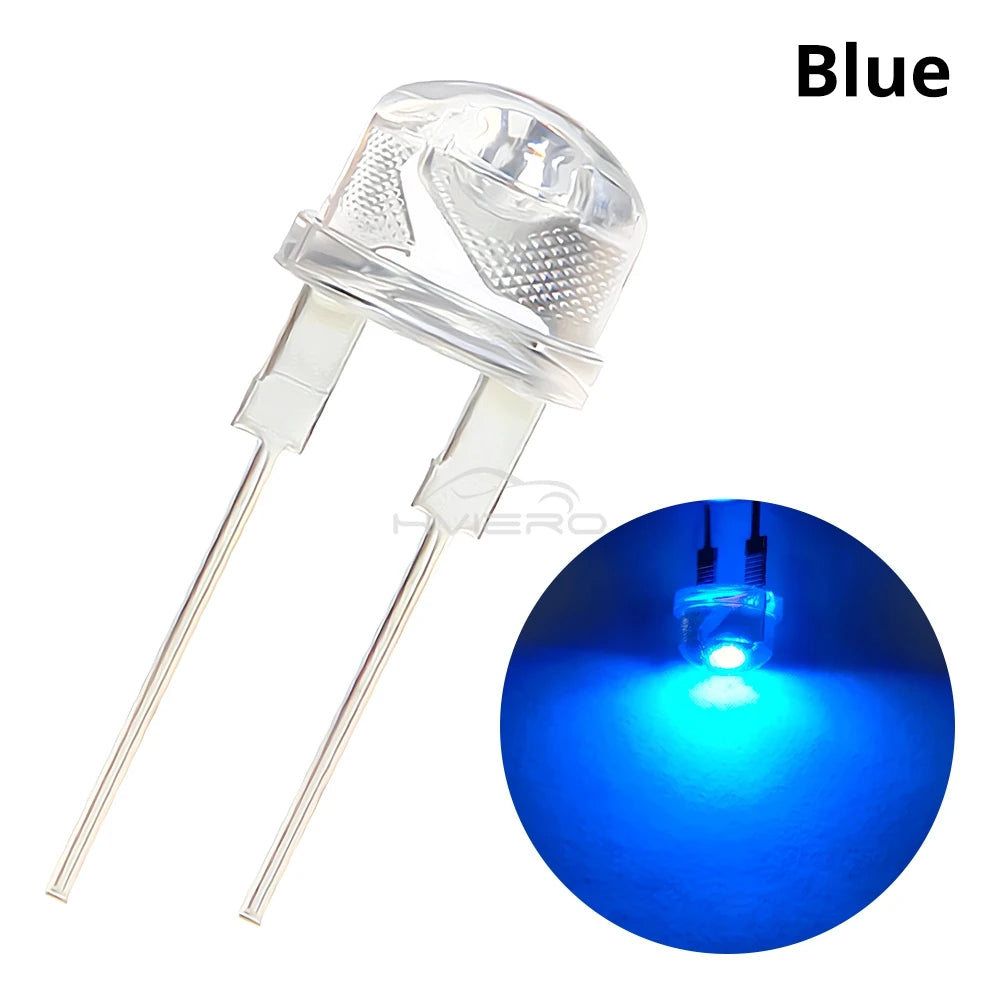Diodes led 8mm bleu vert rouge blanc jaune ultra lumineuses lots grandes quantités