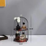 cage bijoux moderne or noir marbre élégante pinceau maquillage flacons cosmétiques diverse ornementalité respectueux
