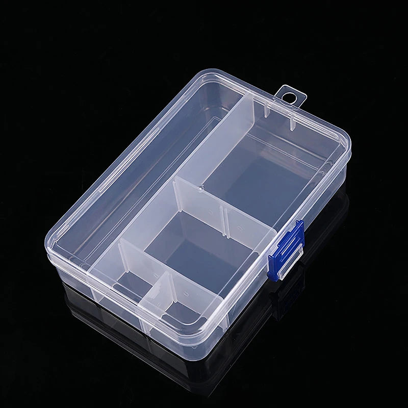 boîte rangement transparente plastique compartiments ajustables bijoux boucles oreilles bagues colliers poignées moderne pratique