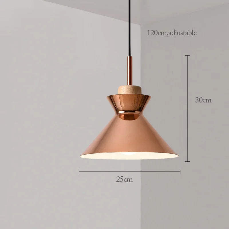 suspension lumineuse moderne rose doré brillante métallique câble noir éclairage scandinave e27