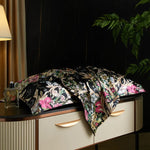 drap lit vert clair blanc motif feuilles bambou coton doux coton naturel