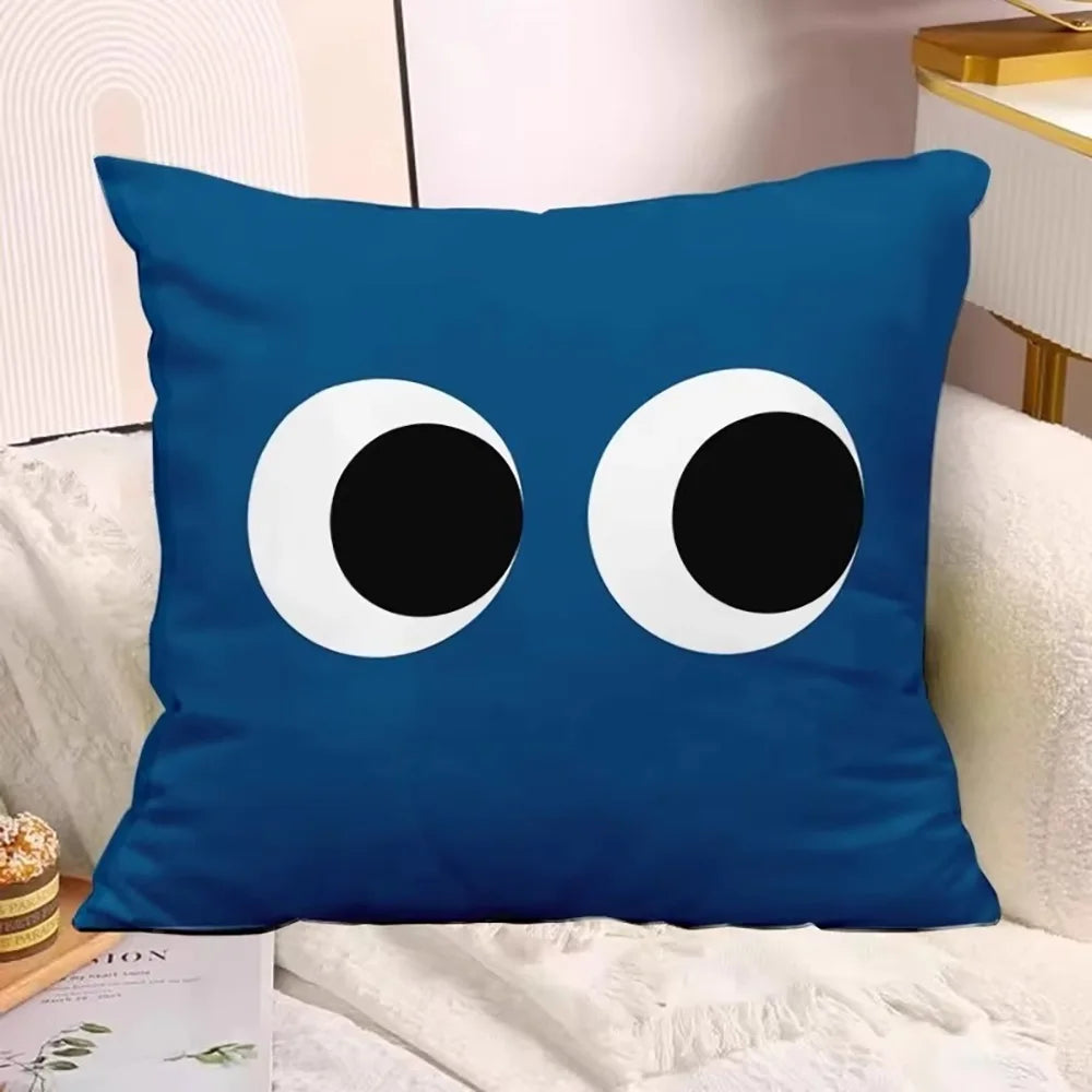 taies d'oreiller cartoon couleurs vives yeux sourires motifs opaques polyester peacheskin 40x40cm 45x45cm 50x50cm