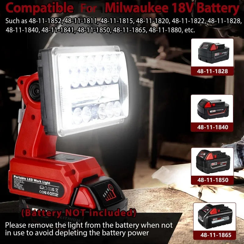 lampe travail led portable bleu jaune rouge usb type makita dewalt milwaukee bosch