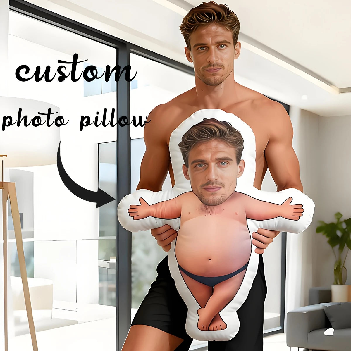 coussin personnalisé imprimé photo nu moderne couverture coton polyester blanc