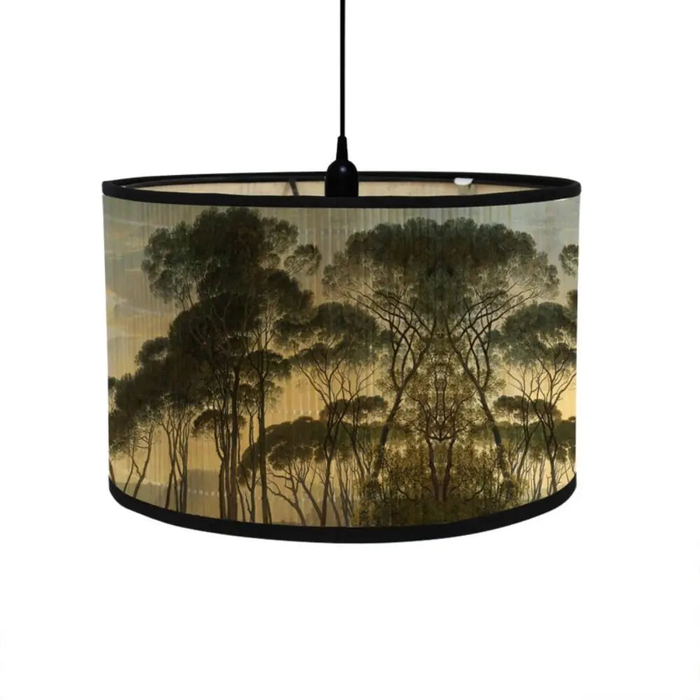 abat jour vintage imprimé tropical oiseaux plantes suspension couleur beige noir vert rouge jaune