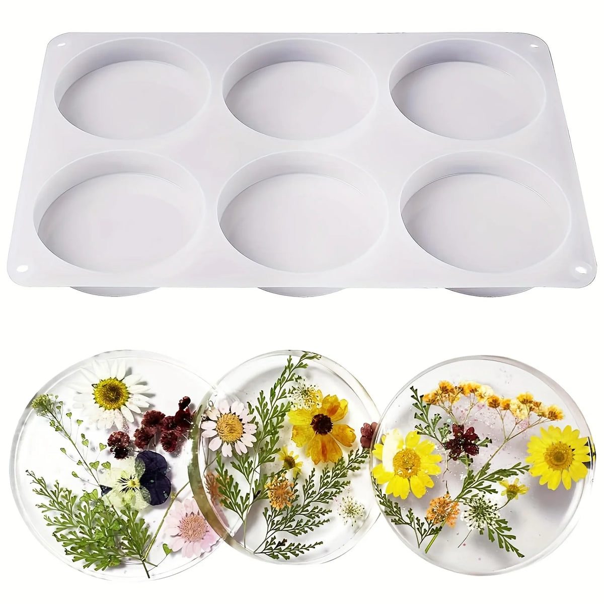 moule silicone coques transparentes fleurs séchées artisanat décoration maison epoxy résine circulaire cavités profondes