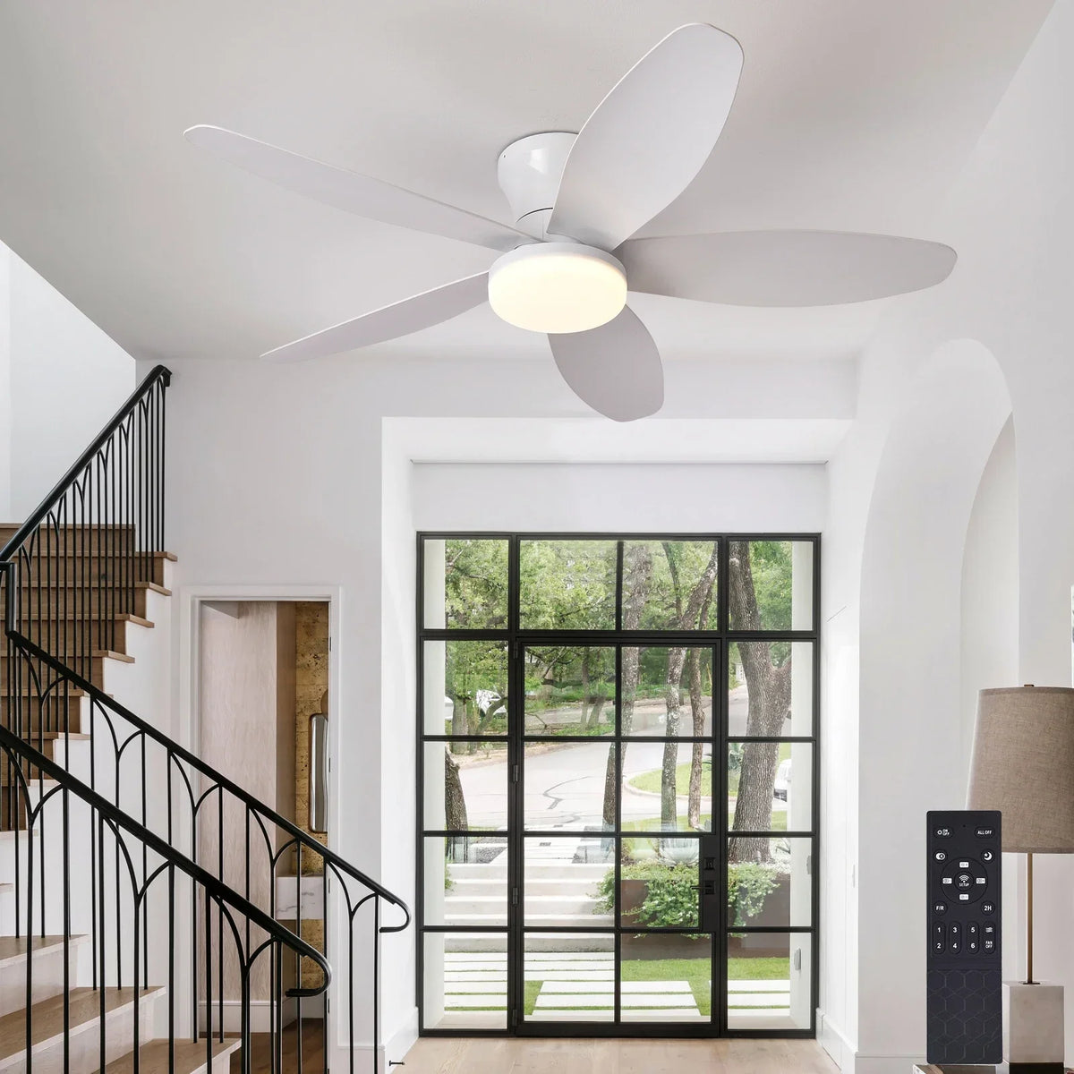 ventilateur led noir moderne télécommande certification rohs flux lumineux certifications ccc cem gs lvd