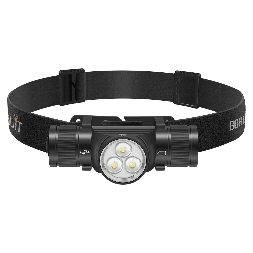 lampe frontale led rechargeable type 10w noir bandeau élastique réfléchissant moderne utilitaire camping