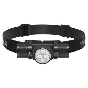 lampe frontale led rechargeable type 10w noir bandeau élastique réfléchissant moderne utilitaire camping