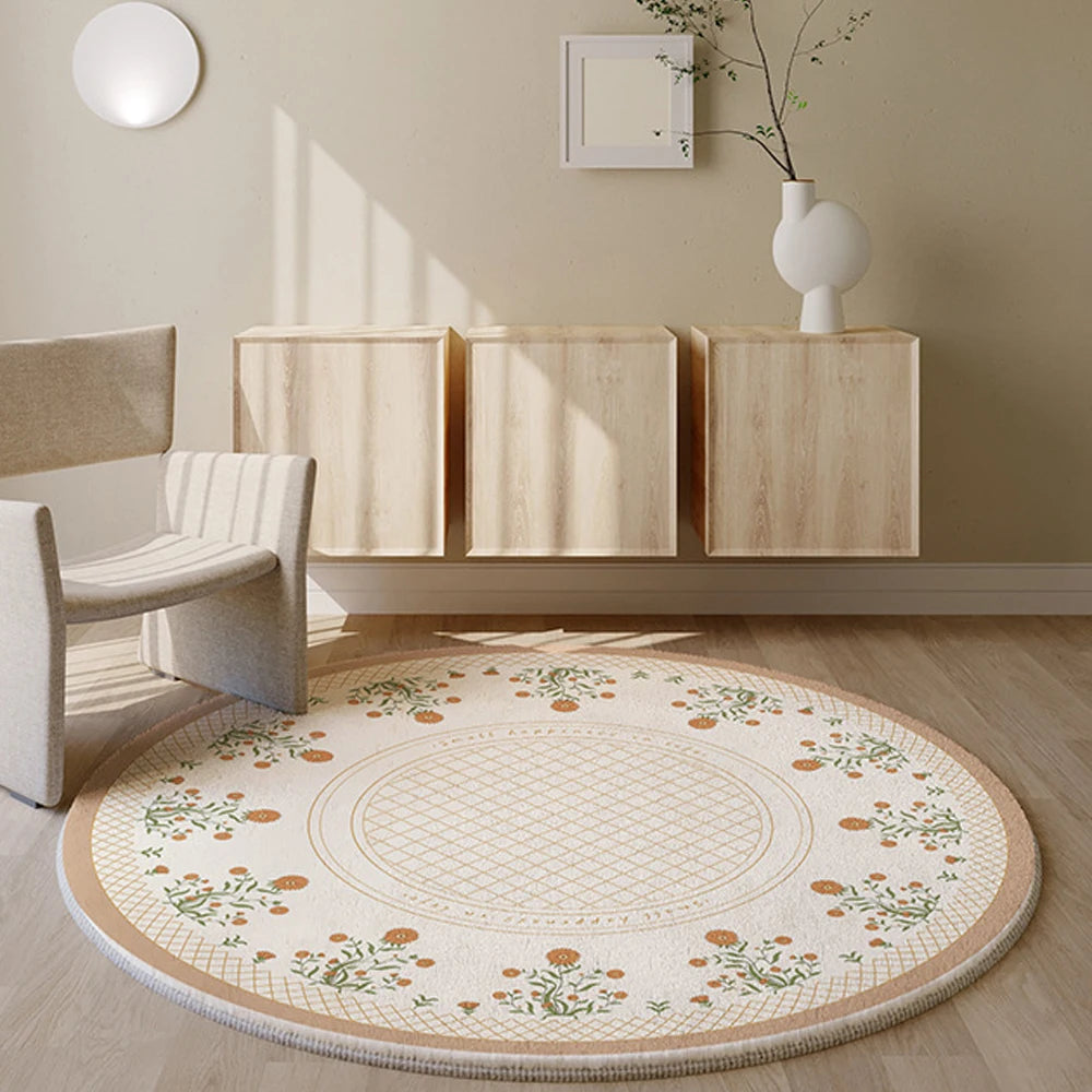 tapis rond floral moderne polygone coloré salon décoration maison variété motifs moelleux polyester
