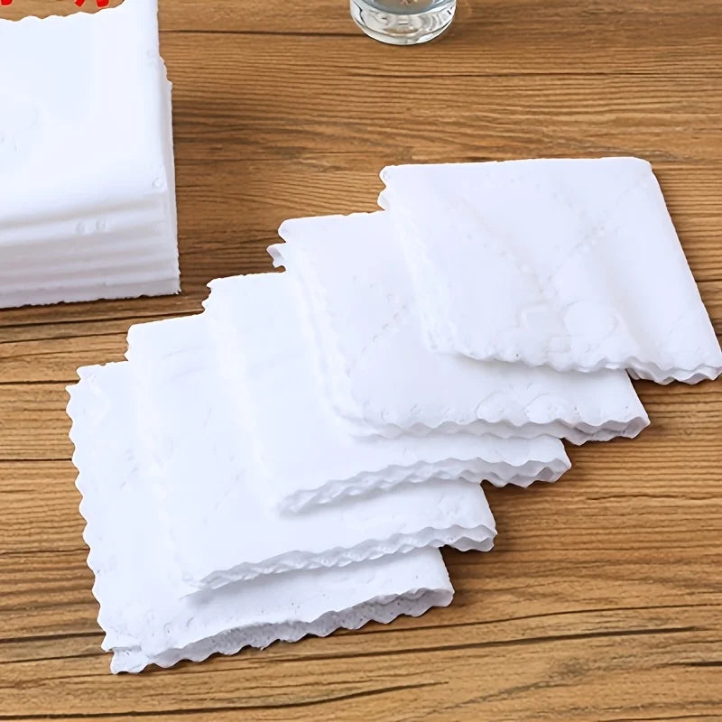 serviettes blanches broderie florale classiques 23cm 23cm absorbantes polyestère rapide usage maison toilette