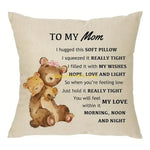 coussin imprimé mère enfant beige décoratif sentimental polyester coton microfibre