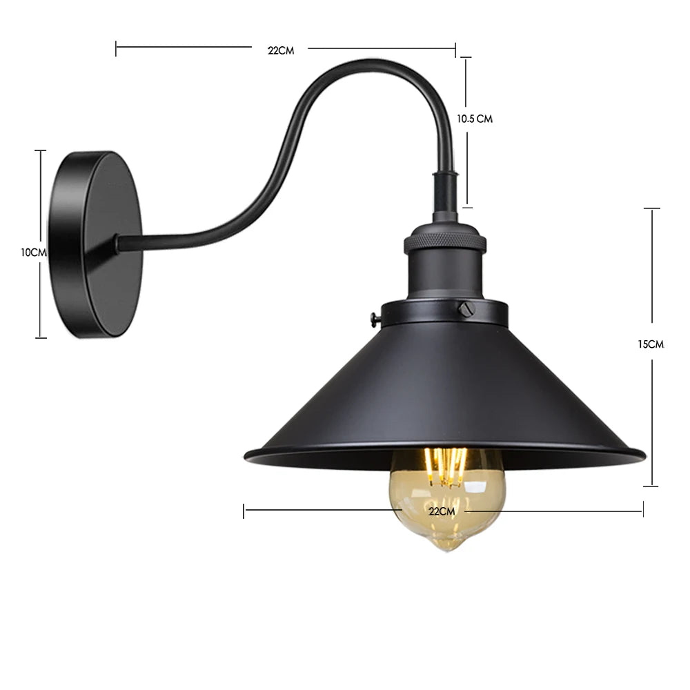 lampe murale industrielle vintage noir doré filaire chambre coucher étude salle bain
