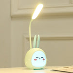 lampe table vert pastel rose pastel dessin animé oreilles lapin moderne pliable recharge usb