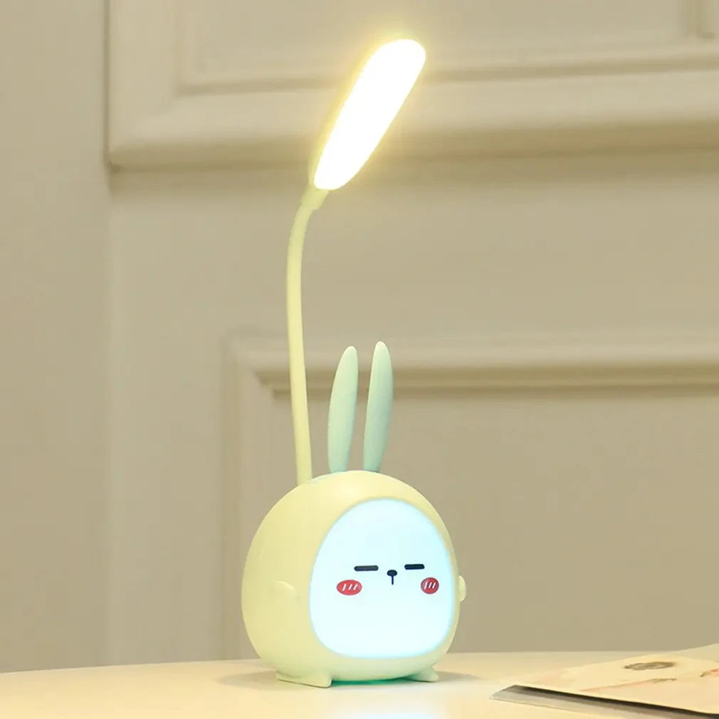 lampe table vert pastel rose pastel dessin animé oreilles lapin moderne pliable recharge usb