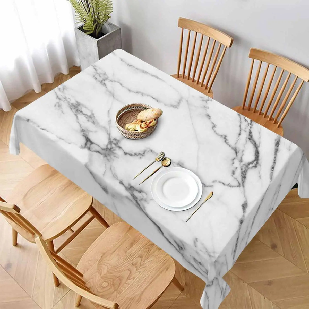 nappe rectangulaire marbre moderne blanc gris polyester réutilisable table manger