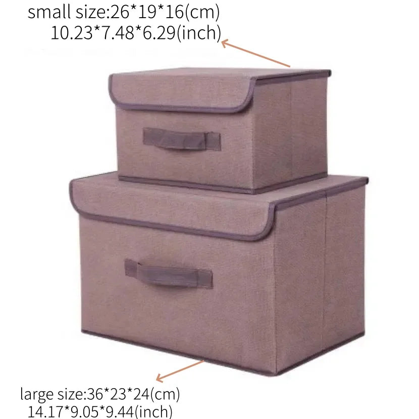 boîte rangement pliable tissu couvercle poignées maison moderne beige