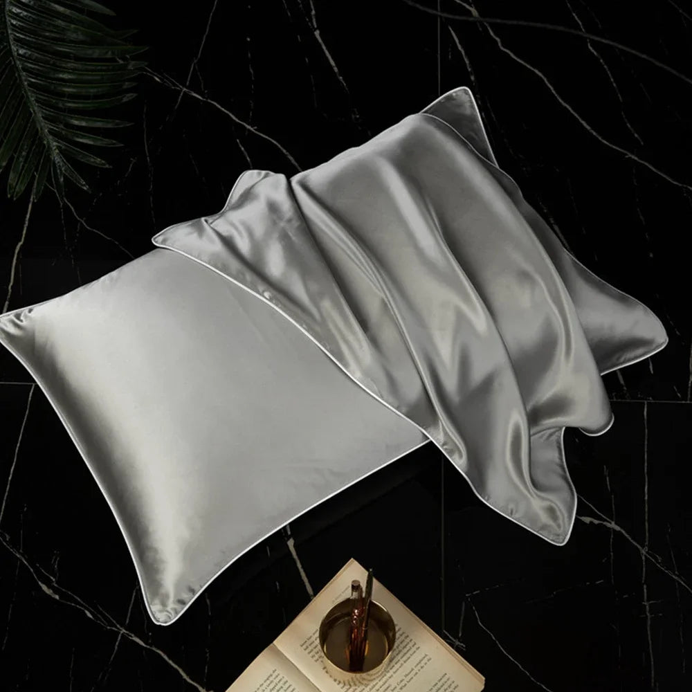 taies d'oreiller soie naturelle couleurs solides élégant satin opacité respectueux environnement simple hospitalière
