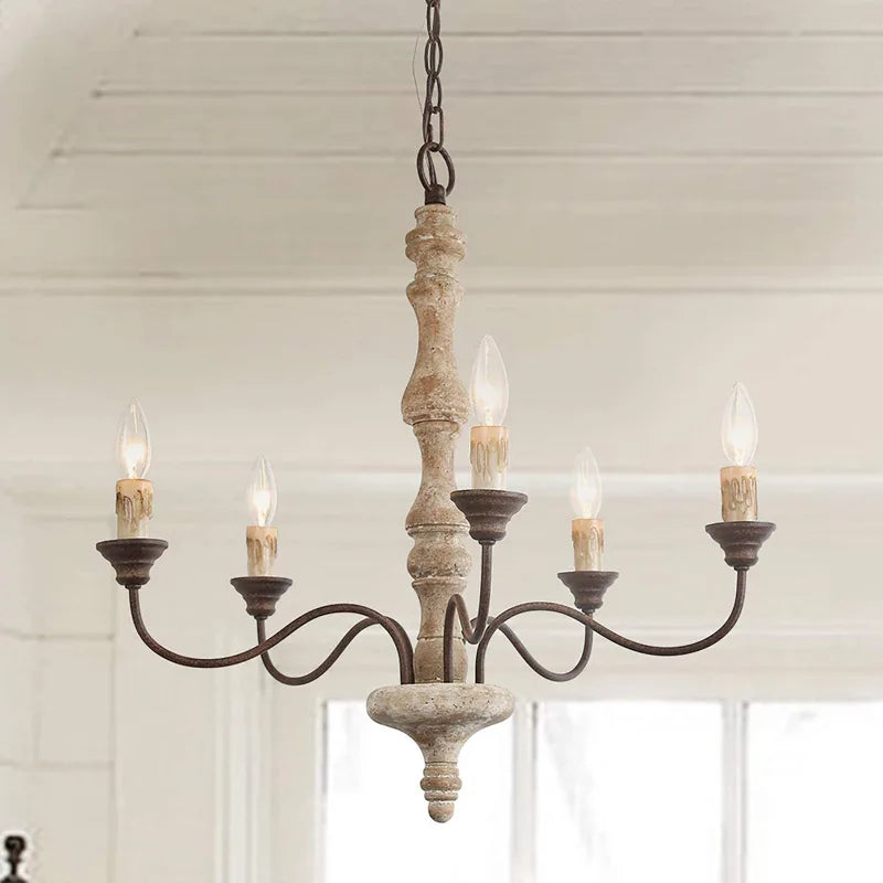 lustre suspendu bois rustique vintage marron foncé ampoules e14 62cm 59cm