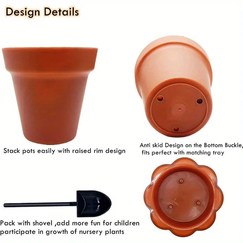pots fleurs mini serre brun orange transparent couvercle humidité pelle réception base plantaions intérieurextérieur