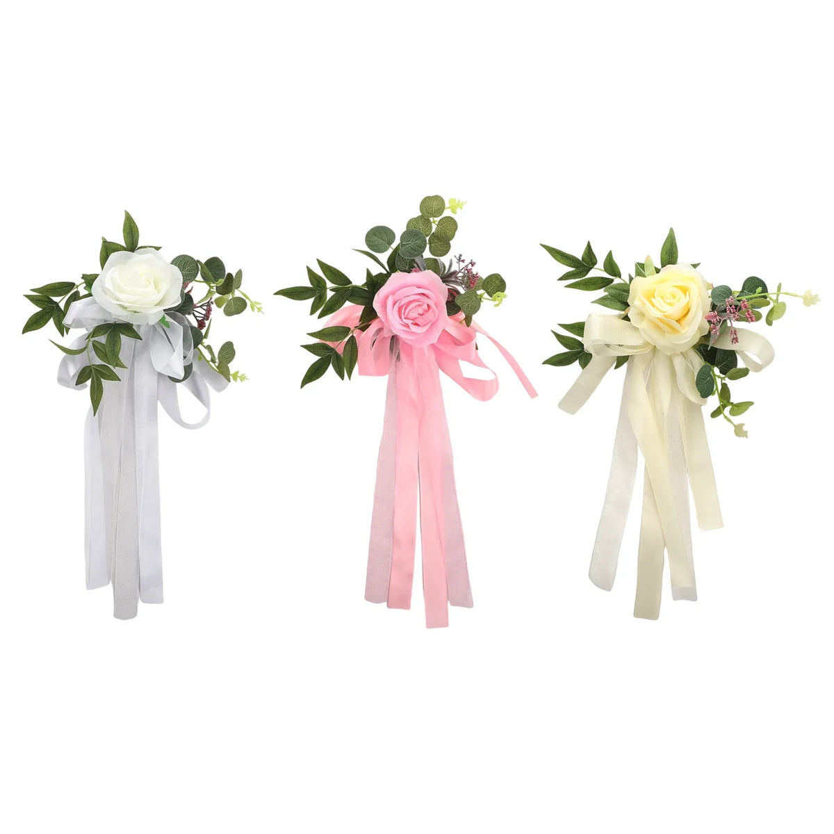 décoration mariage chaise fleurs artificielles soie rose blanc anniversaire baby shower