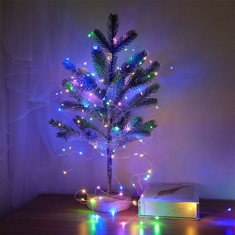 Détail des LED multicolores sur la guirlande lumineuse