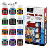 peintures acryliques 12 couleurs bleu vert rouge jaune noir violet modernes toile verre papier