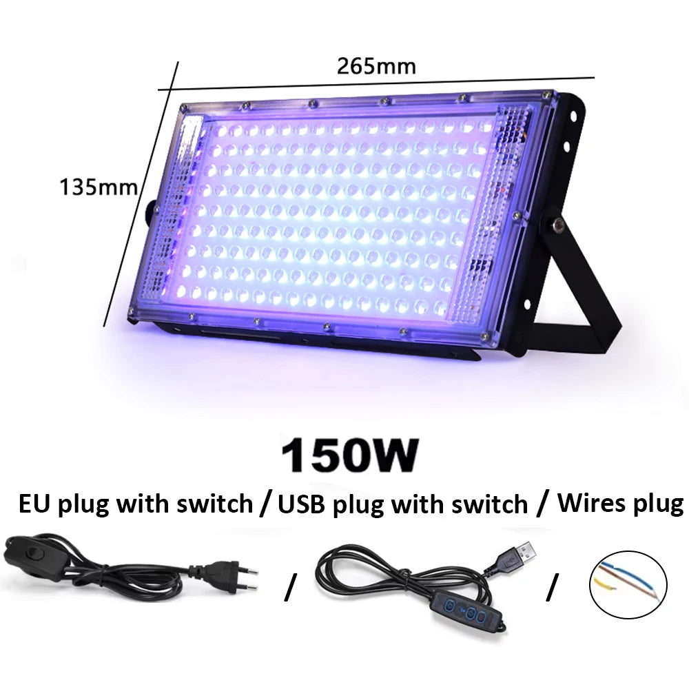 lampe uv led 100w bleu moderne câble alimentation interrupteur led chip 2835