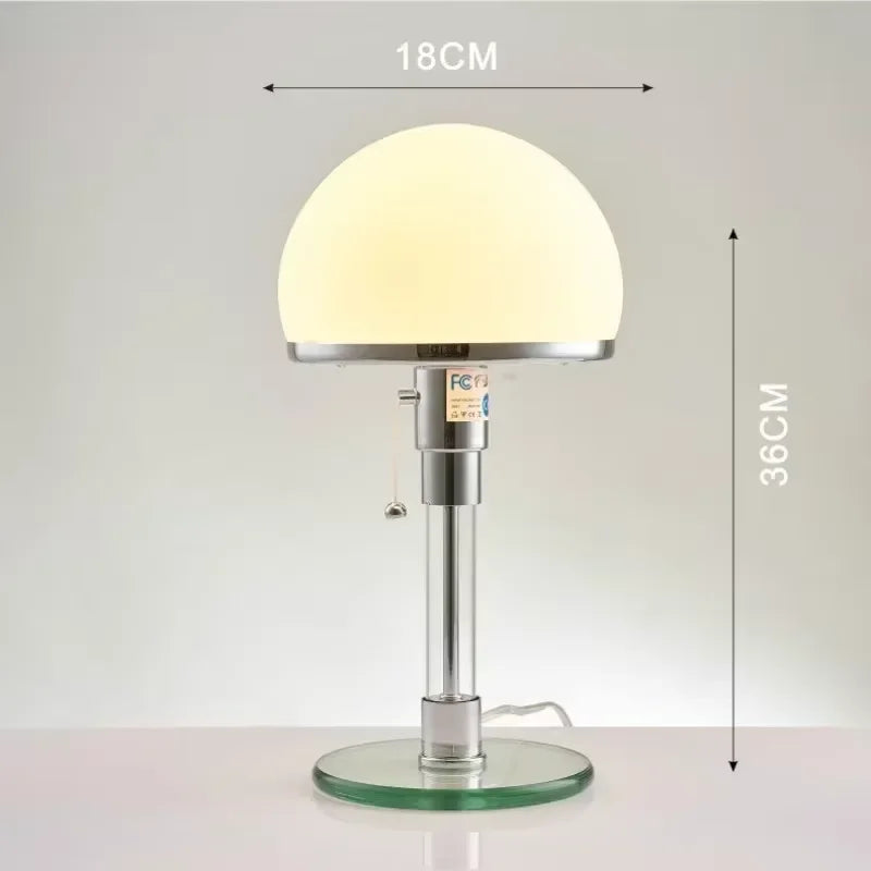 lampe table moderne blanc chrome vert translucide semi transparent interrupteur levier