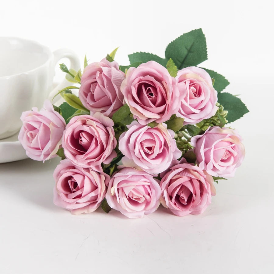 décoration extérieure moderne bouquet roses artificielles soie blanc rouge anniversaire mariage
