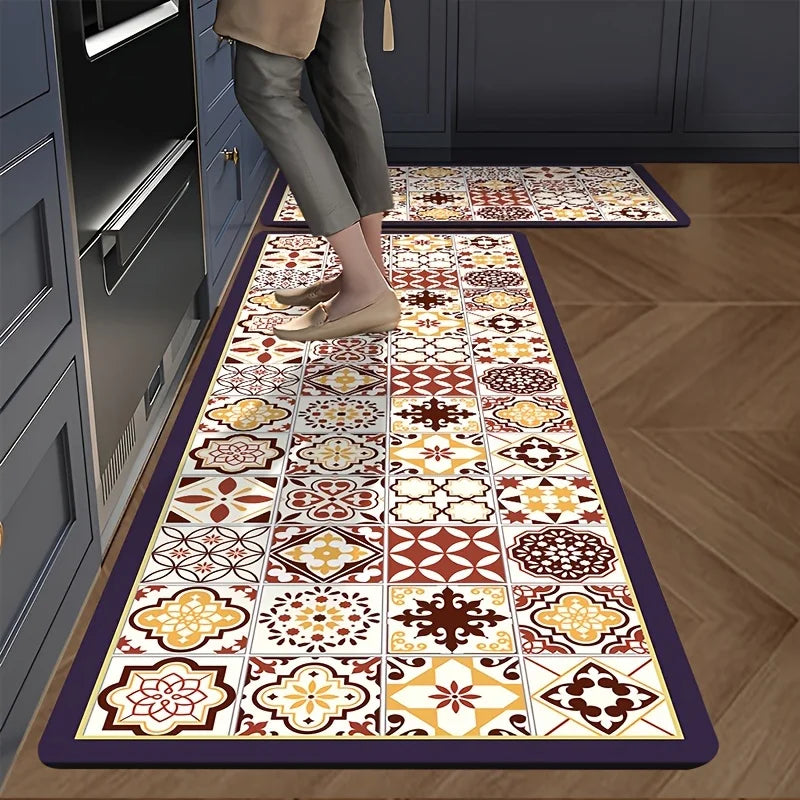 tapis sol intérieur antidérapant pvc motifs géométriques classiques cuisine salle bain porte
