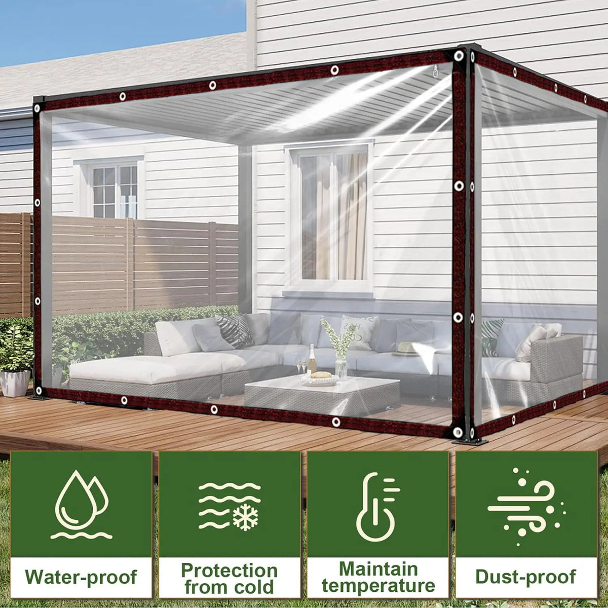 tissu protection transparent marron maille fine moderne 2x2m 2x3m 3x3m 3x4m 4x4m