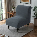 housse fauteuil gris feuilles stylisées polyester classique hand washable