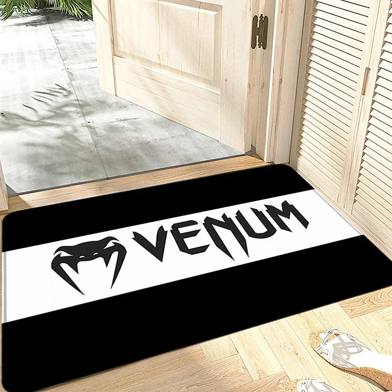 tapis moderne serpent venom noir blanc antidérapant durable polypropylène 40x60cm 50x80cm