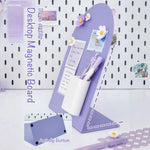 tablette magnétique violet fleurs relief moderne porte papier porte stylos motifs géométriques blanc pratique