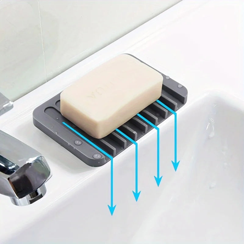 support savon silicone adhésif moderne gris blanc orange bleu jaune vert rayures horizontales