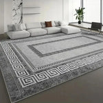 tapis géométrique gris noir bohème moderne antidérapant extérieur salon chambre feutre polyester PVC