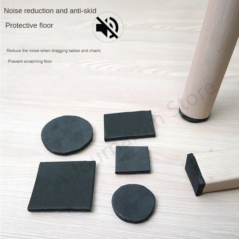 protecteurs sol adhésifs pratiques noirs texture rugueuse pièces carrées rondes rouleau autoadhésif chaises tables