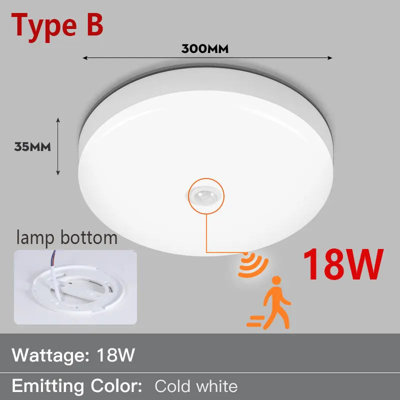 Lampe détecteur mouvement blanc moderne minimaliste vis fixation support led