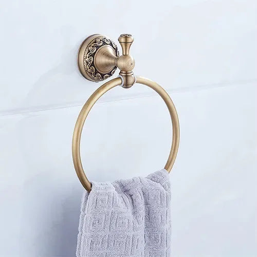 accessoires salle bain or antique ornements floraux classique porte serviettes savon papier toilette gobelet