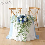 décoration romantique table mariage fleurs artificielles roses feuilles vertes bougies