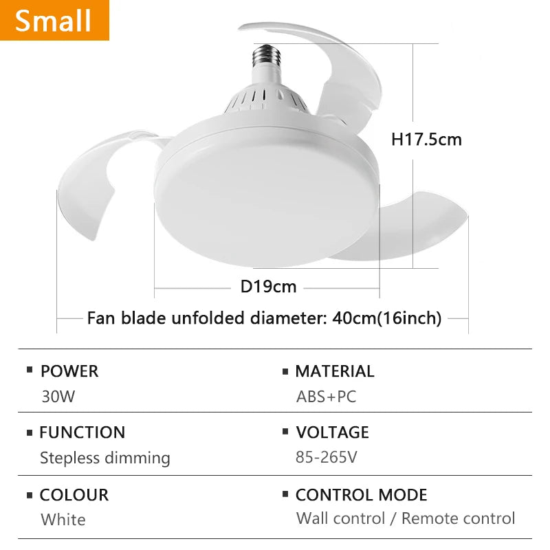 ventilateur lampe e27 led télécommande moderne blanc minimaliste fixations silent grading chambre maison