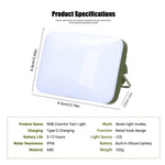 lampe camping rechargeable vert olive modes éclairage portable étanche crochetarrière led moderne