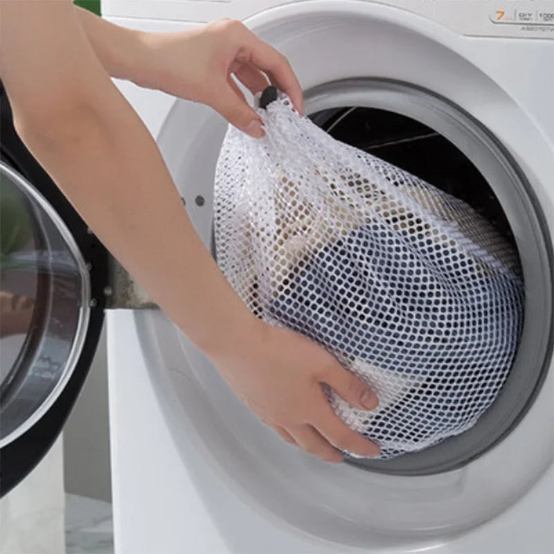 sac linge filet réutilisable blanc beige bleu transparent utilitaire contemporain 50cm 60cm 30cm 40cm