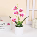 décoration intérieure orchidées artificielles pots blancs fleurs simples feuilles vertes moderne