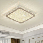 plafonnier led moderne cristaux brillants blanc doré élégant télécommande grande taille verre