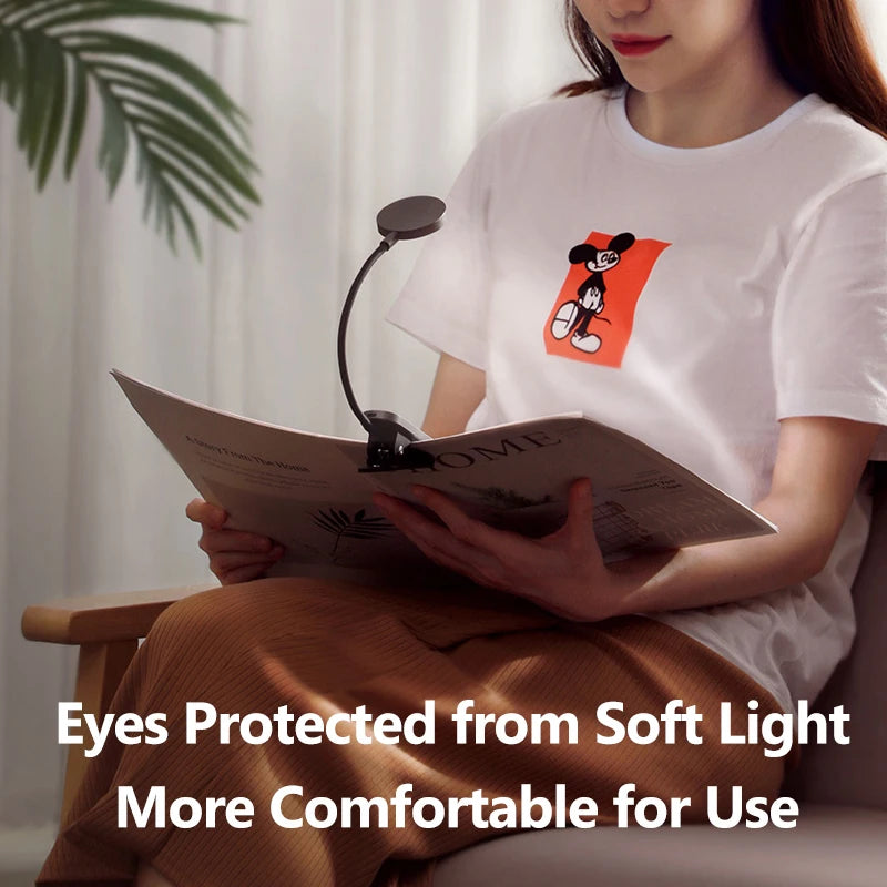 lampe lecture led rechargeable sans fil clip table réglable moderne noire toucher interrupteur