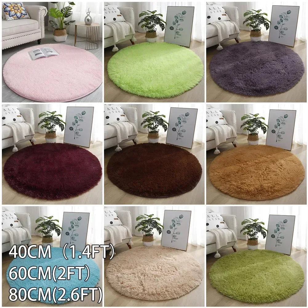 tapis rond uni moderne doux polyester 40cm rose clair vert violet marron bleuclair beige